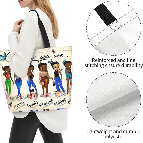 Women Tote Bag Polyester Large Capacity Casual Travel Shopping Purse - Picture 4 of 9